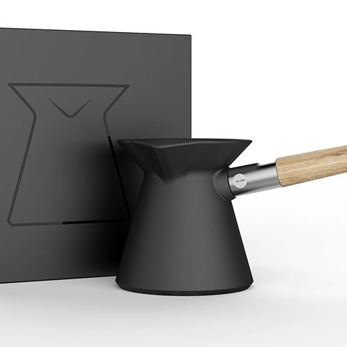 Hakan Coffee Pot - Ceramic Turkish Cezve with Wooden Handle - 280mL