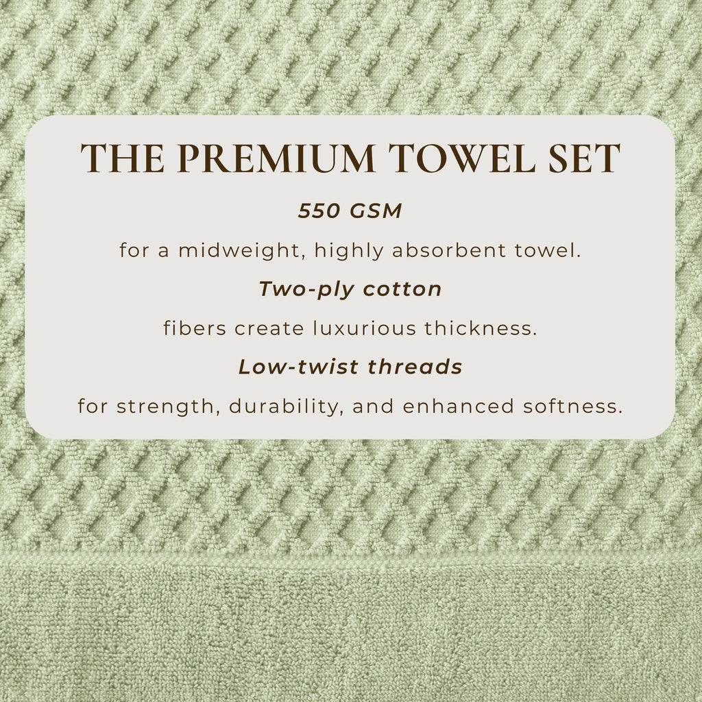 Cotton Diamond Waffle Weave Bath Towel Set - Grayson Collection