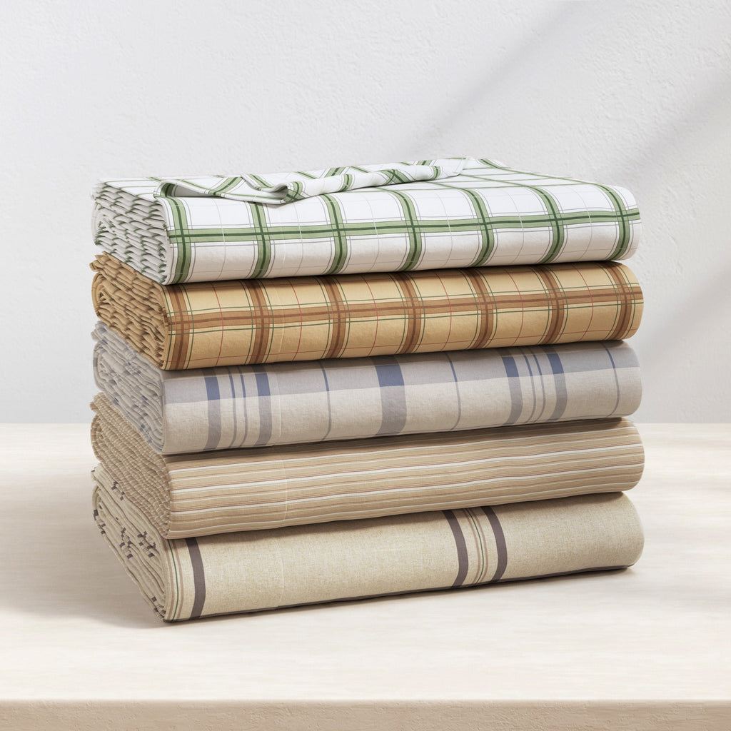 Turkish Cotton Flannel Sheet Set - Plaid & Stripe Collection - We The Collective
