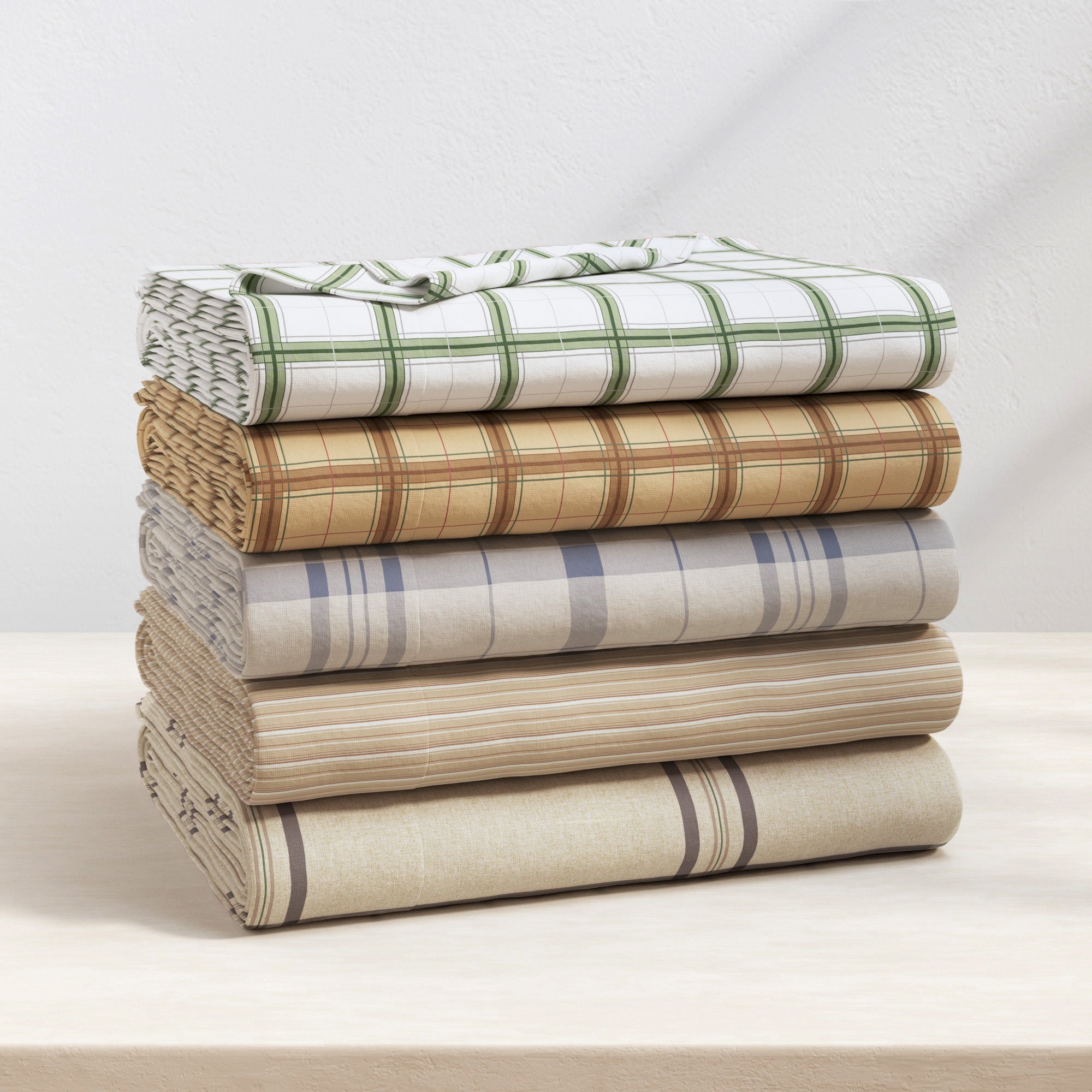 Turkish Cotton Flannel Sheet Set - Plaid & Stripe Collection - We The Collective