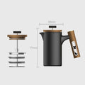 Ceramic French Press with Timer - 600mL Matte Black with Wood Lid
