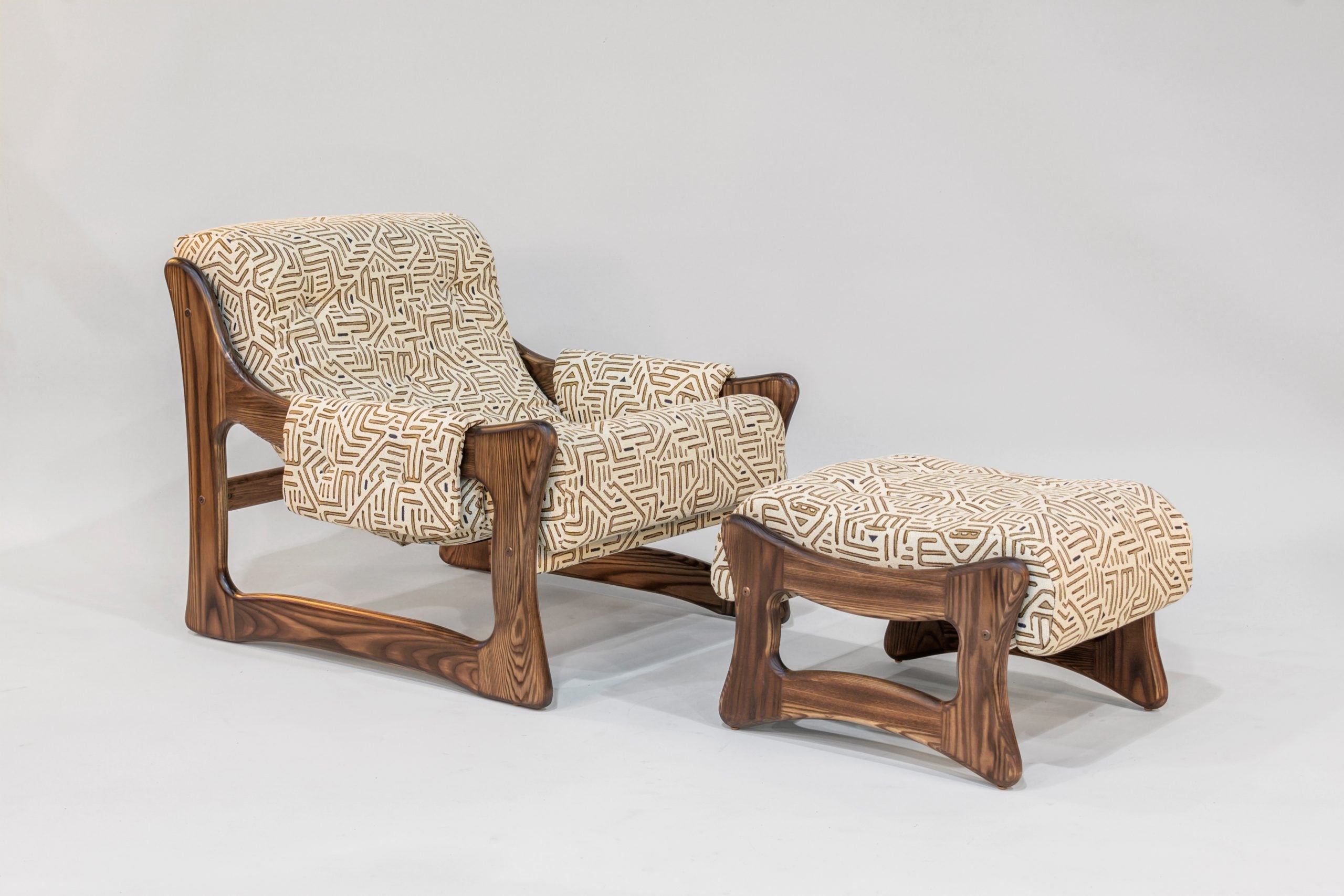 Tresori Chair & Ottoman Set | Flamed Ash Arms in Wenge - We The Collective