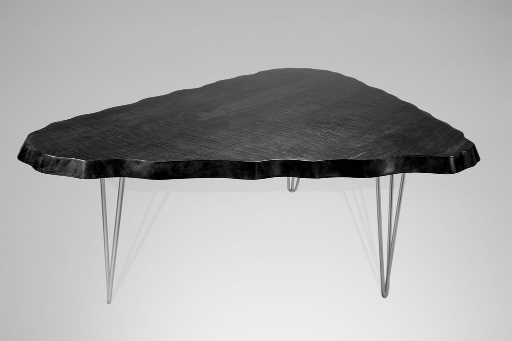 Wavy Tiger Maple Racetrack Table with Hairpin Legs