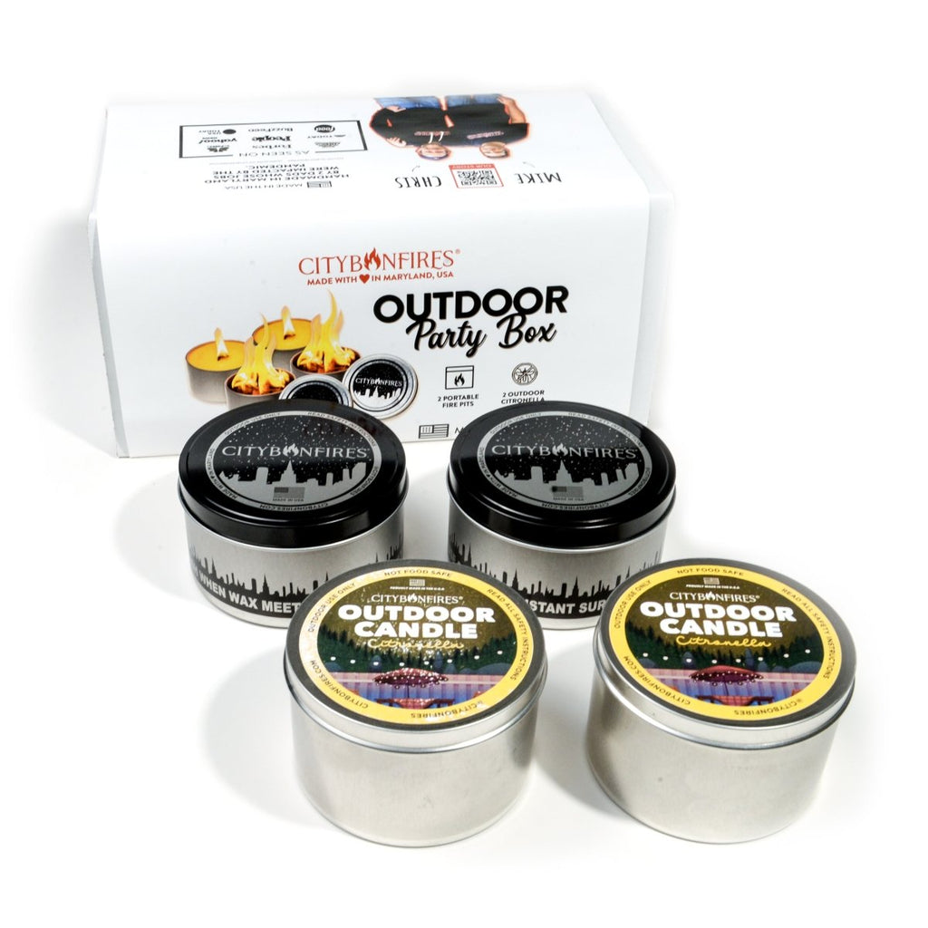 Outdoor Party Box - 2 Portable Bonfires & 2 Citronella Candles