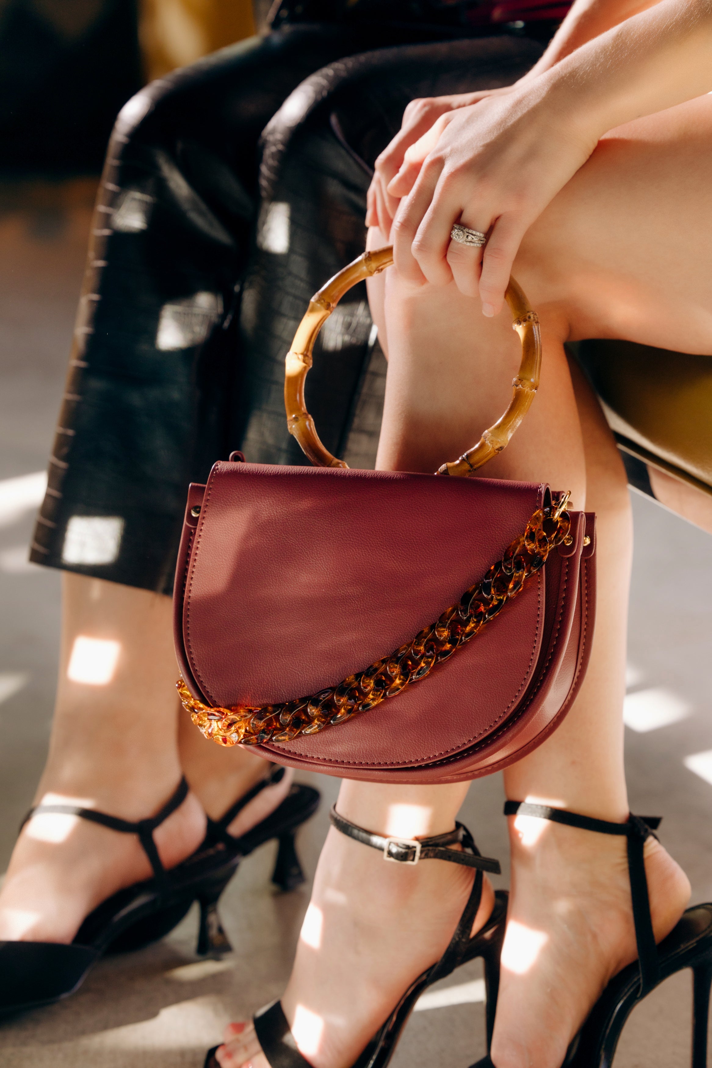 Burgundy Vegan Cactus Leather Crossbody Bag