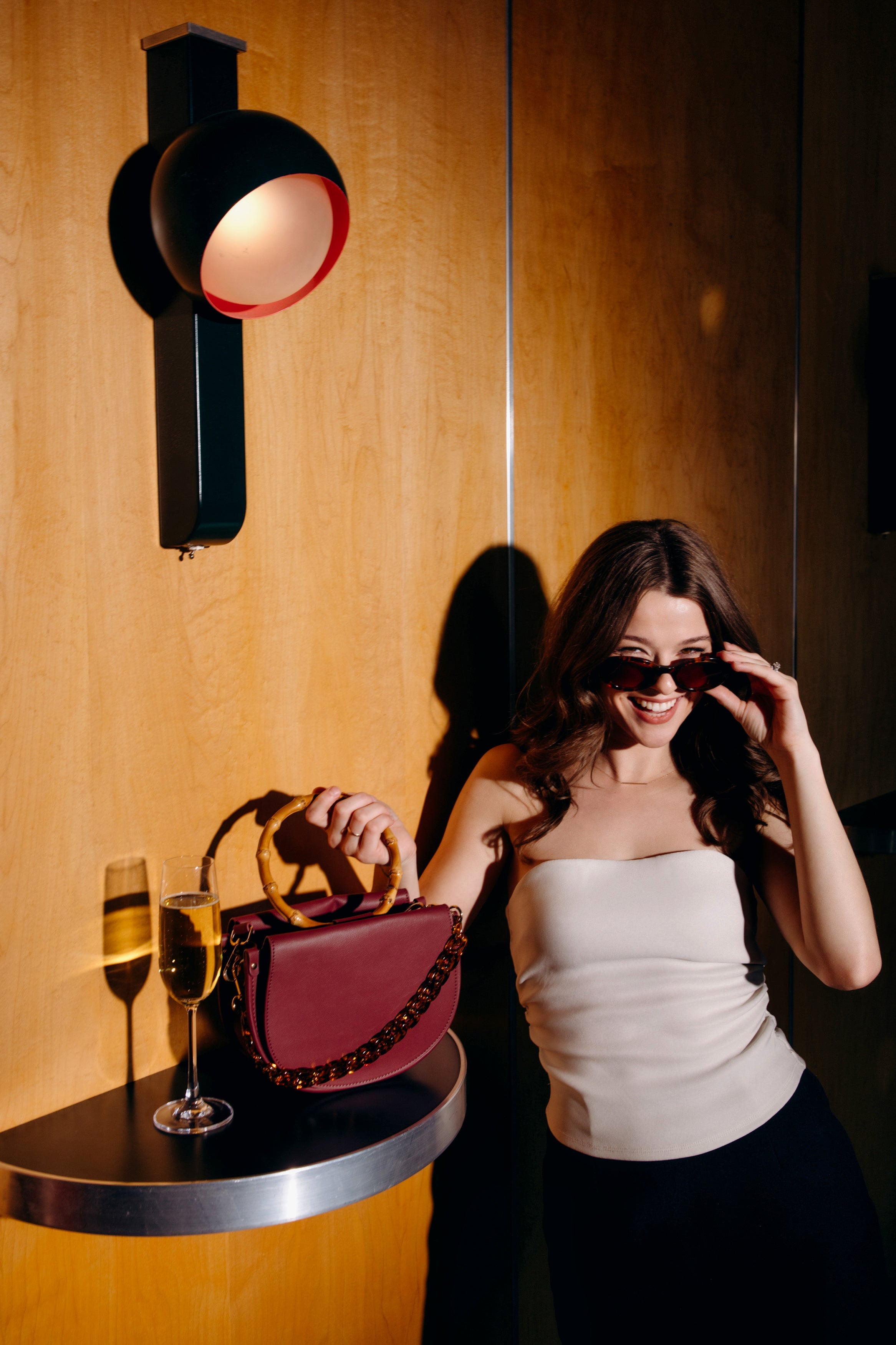 Burgundy Vegan Cactus Leather Crossbody Bag