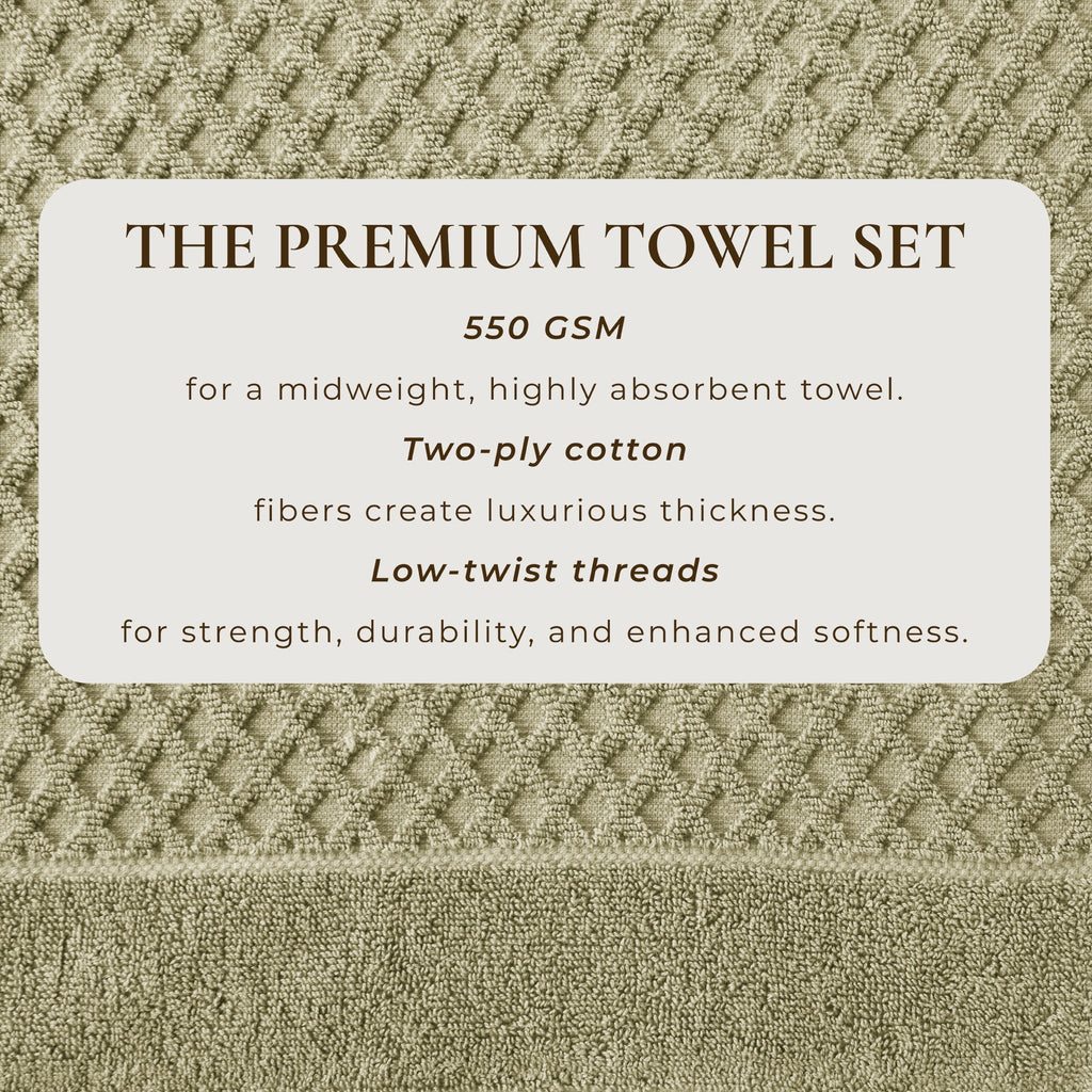 Cotton Diamond Waffle Weave Bath Towel Set - Grayson Collection