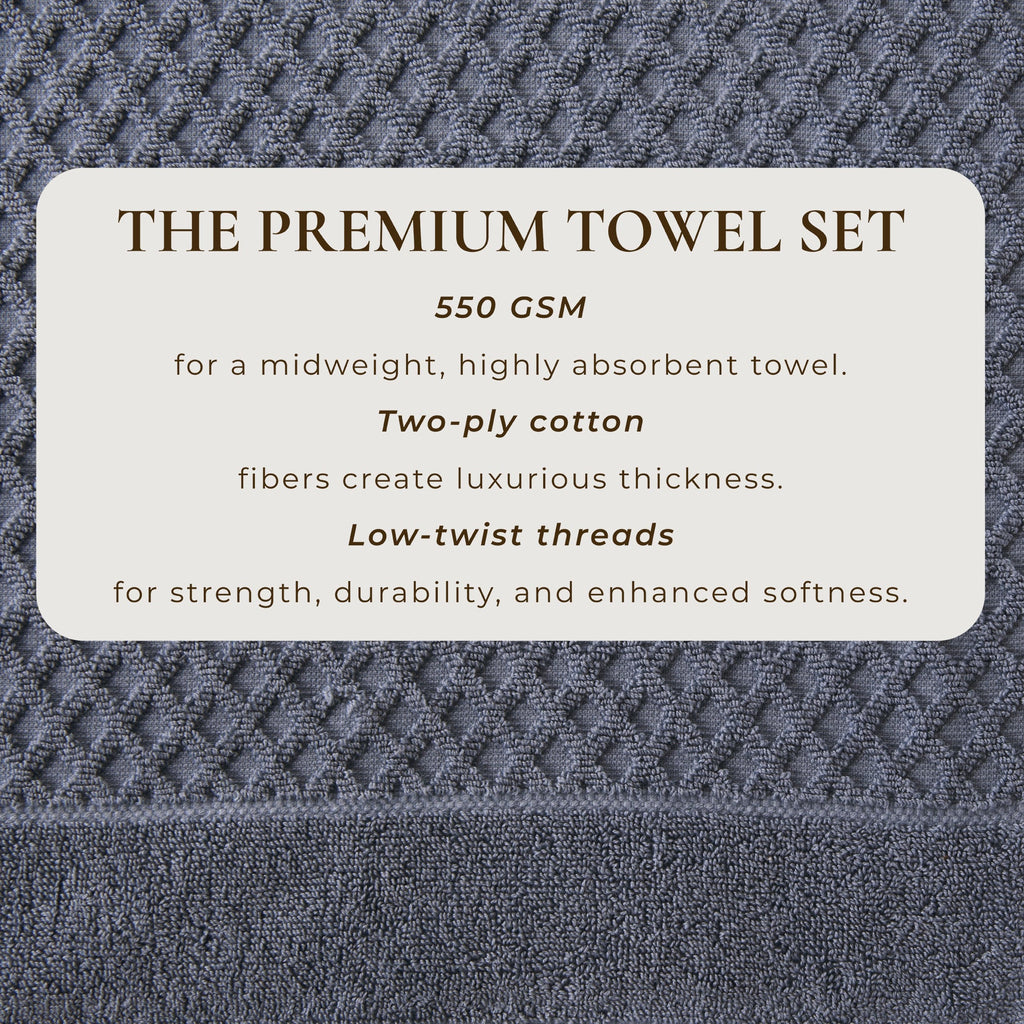 Cotton Diamond Waffle Weave Bath Towel Set - Grayson Collection