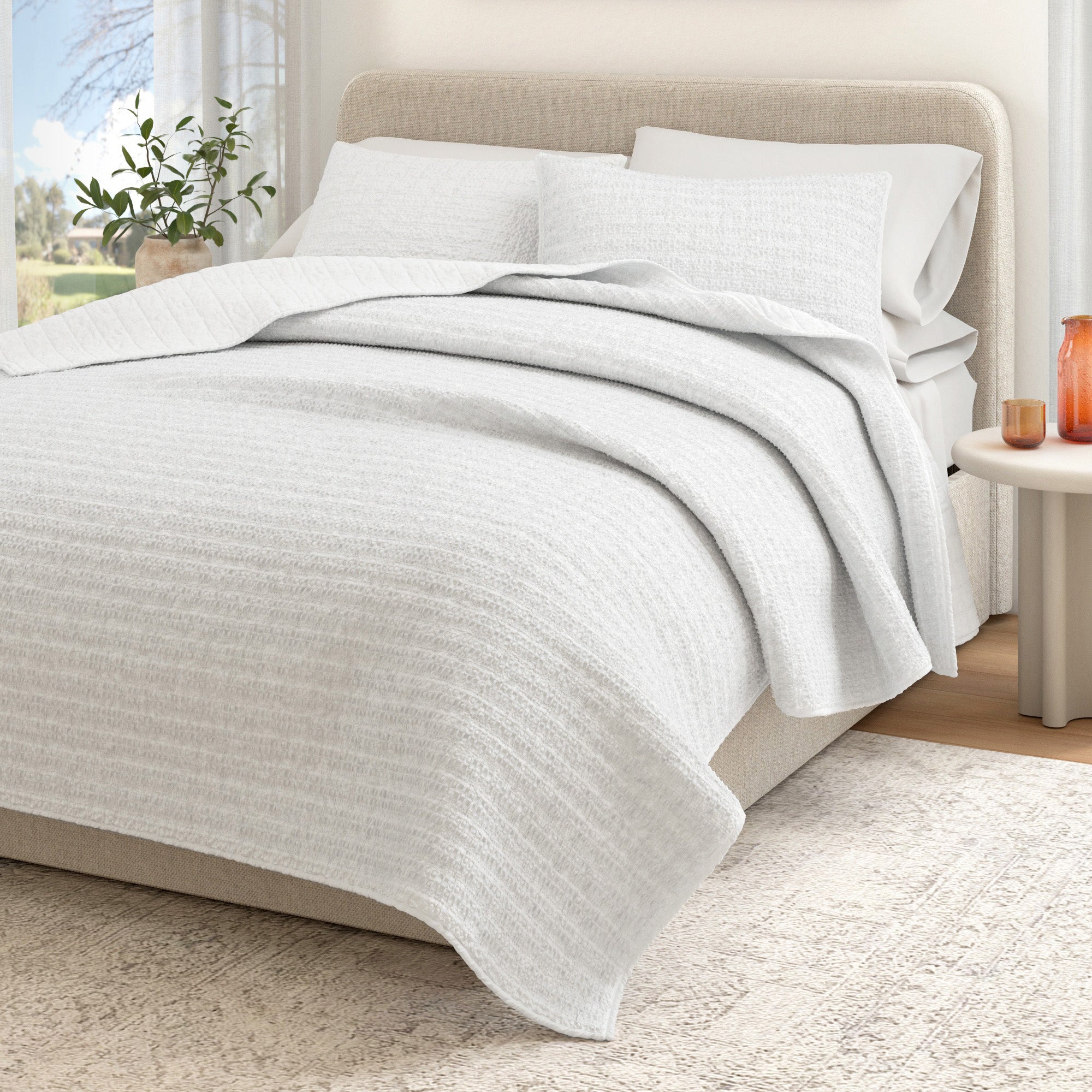 100% Cotton Honeycomb Waffle Garment Washed Quilt Set - Genevieve Collection - We The Collective