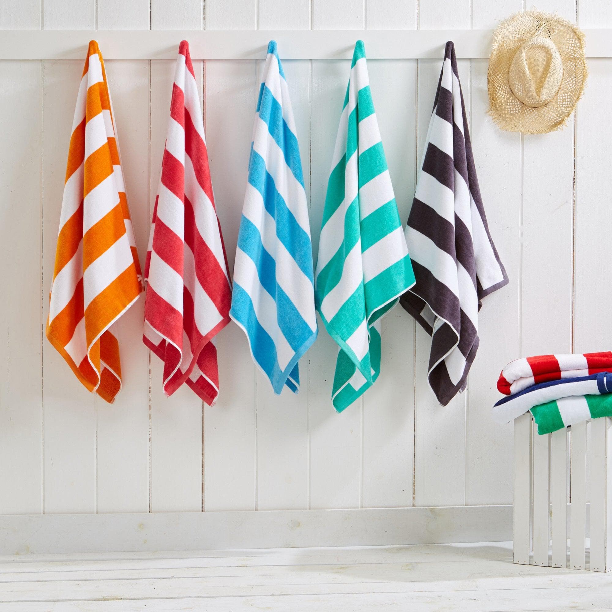 Cotton Velour Cabana Stripe Beach Towel - Novia Collection - We The Collective