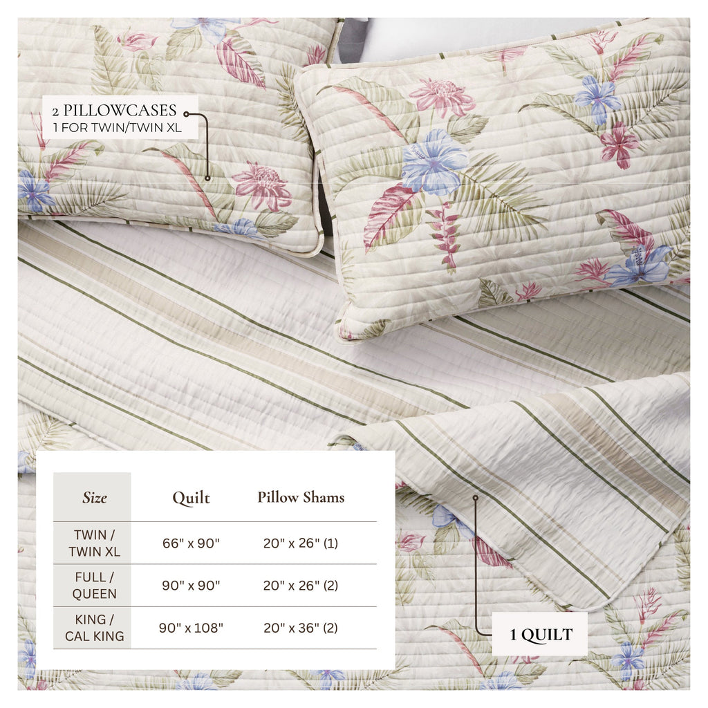 Tropical Palm Leaf Cotton Quilt Set - Mendocino Collection | Reversible - We The Collective